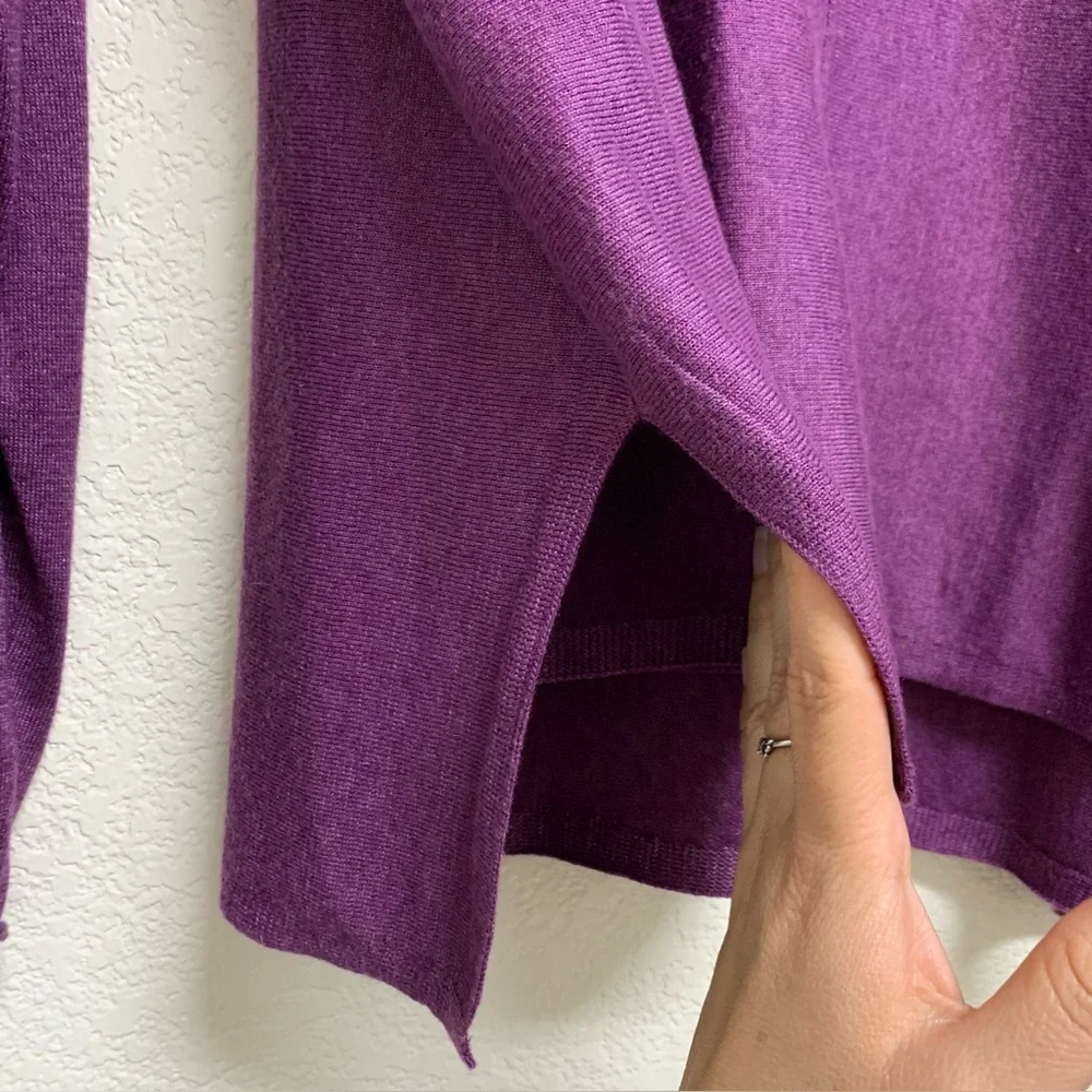 Eileen Fisher Purple Cotton Silk Blend Oversized Sweater Top Sz L Laggenlook - Picture 6 of 10